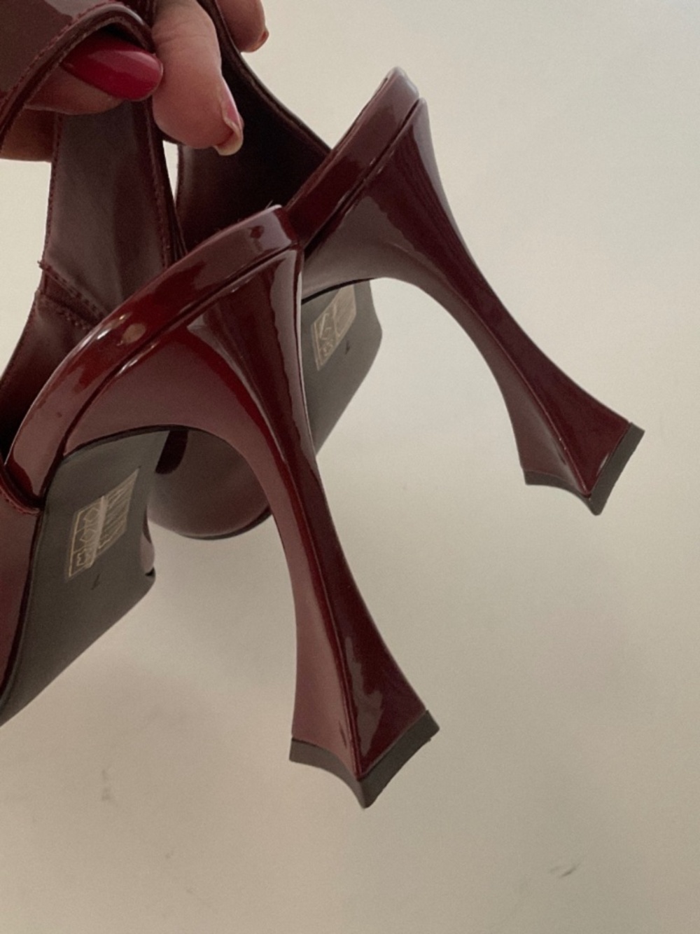 JEFFREY CAMPBELL Alimony Slingback Pump in Dark Wine Patent Size 7 - Picture 9 of 10